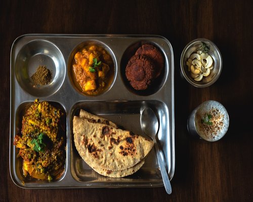 Healthy homemade Indian meal thali